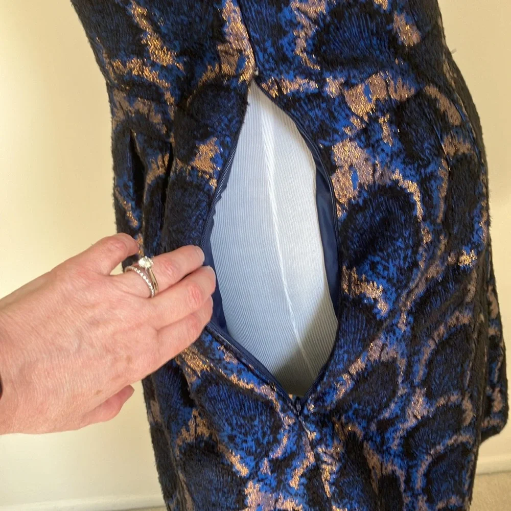 J. Crew Peacock Jacquard Fit and Flare Party Dress - Picture 5 of 11